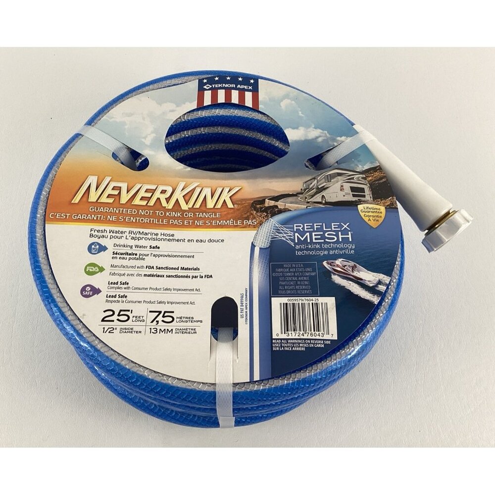TEKNOR APEX 7604-25 NeverKink RV/ Marine Fresh Water Hose - 1/2" x 25' New
